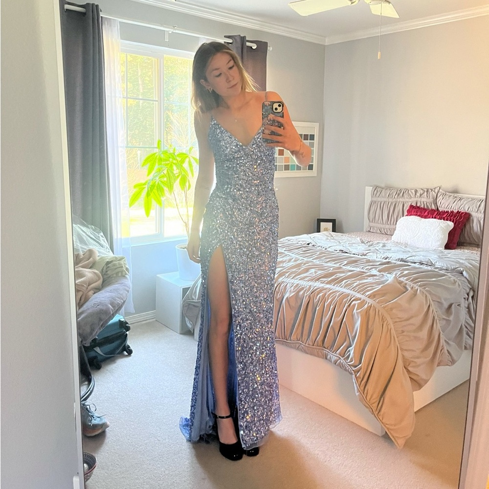 Elegant Blue Sequin Dress